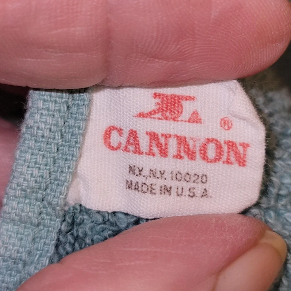 Vintage Cannon Lace Trim Hand Towels Seafoam Green Cotton‎ USA Set of 2